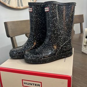 Hunter rain boots girls black glitter Size 13